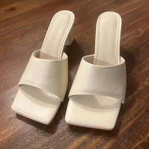 Princess Polly cream heels, size 8.